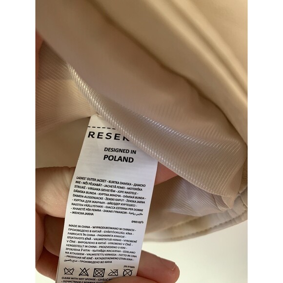 Reserved Moto Biker Jacket Beige Faux Leather Full Zip- Women's Size XS - Picture 15 of 15
